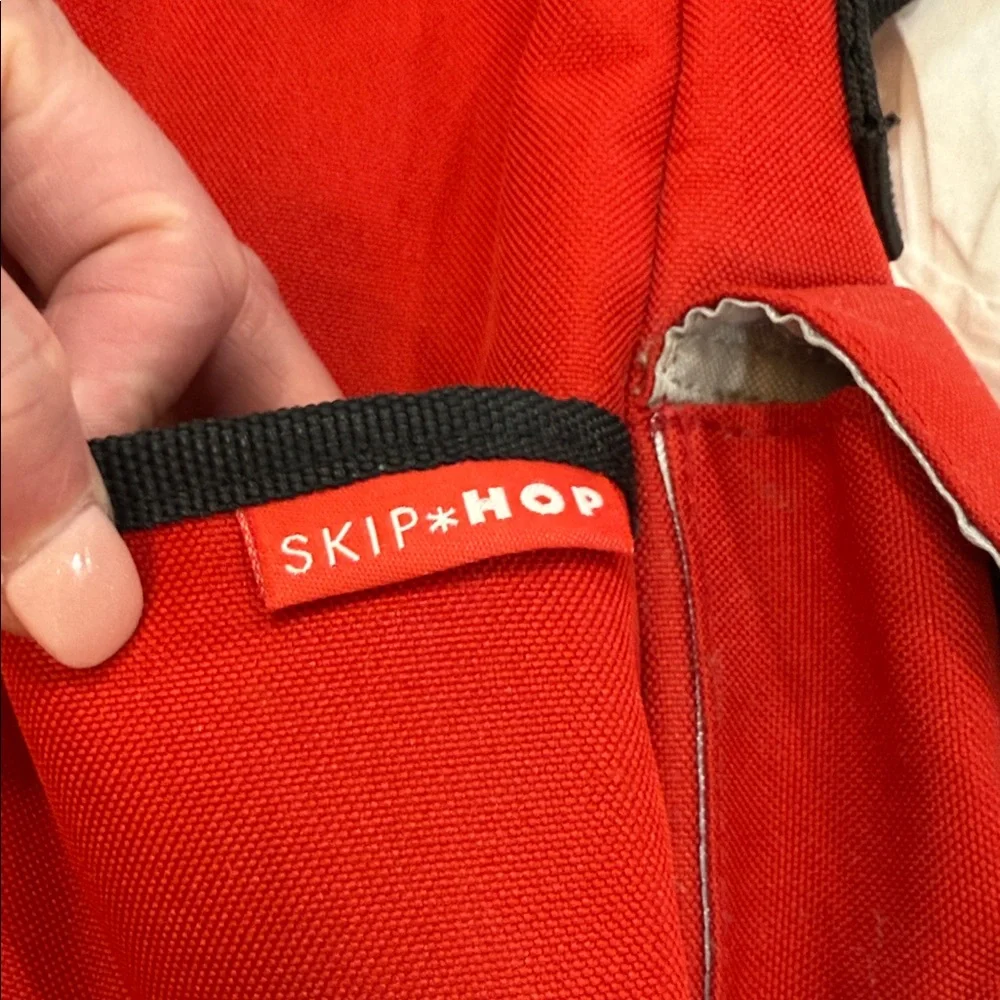 Skip Hop Red Canvas Shoulder Baby/Diaper Tote with Multi Front/Inner Pockets